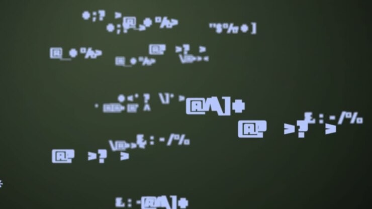 Animation of data processing over black background