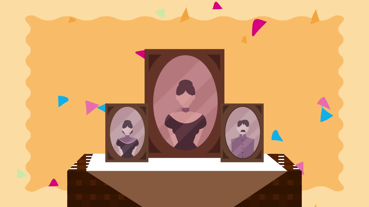 테이블 위에 있는 빈티지 초상화