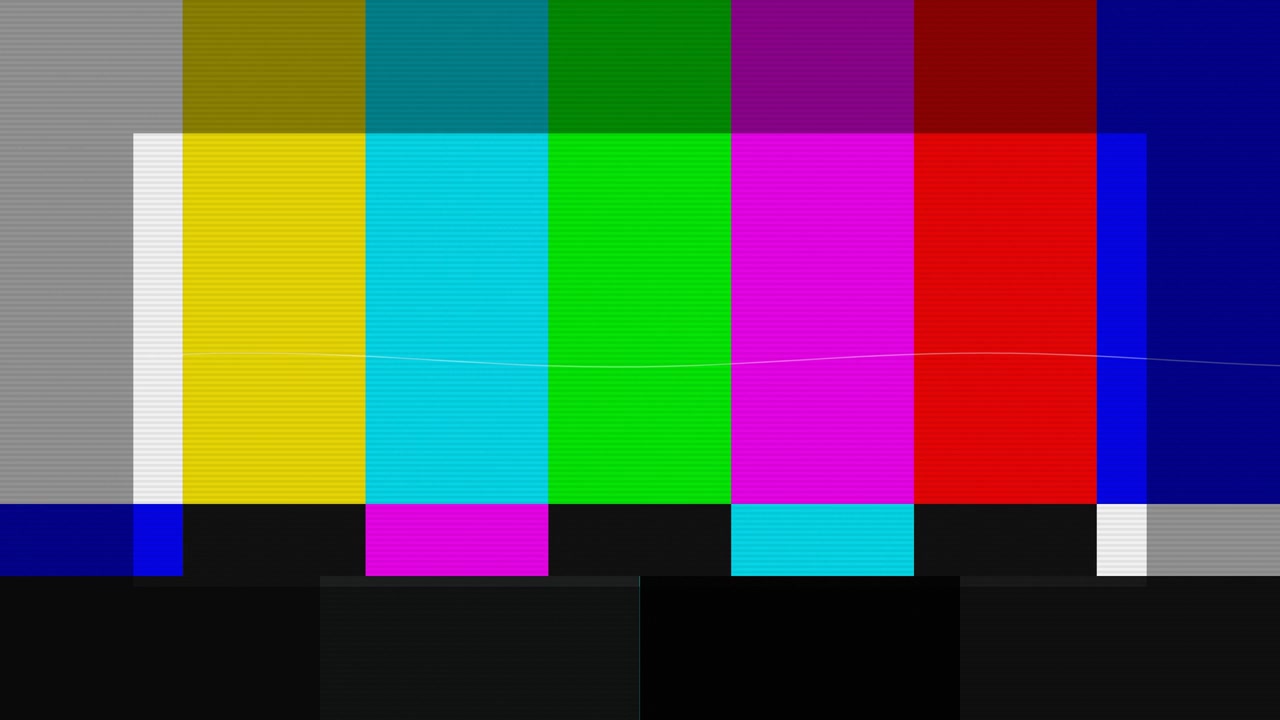 Television Test Pattern with Digital Glitch and Signal Interference