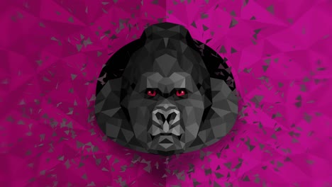 polygonal gorilla background. animal head. low polygon loop animation. geometric wildlife. polygonal animal portrait.