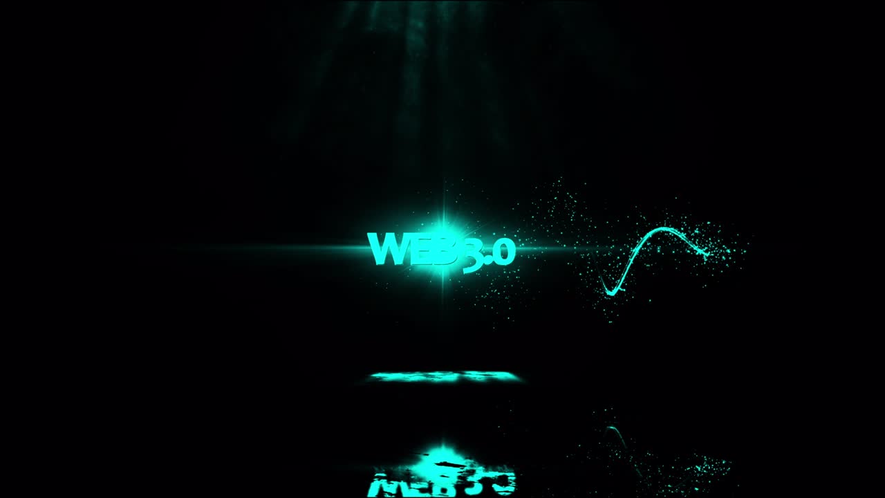 Full Text Metaverse, Web 3.0 and etc. Full Commercial Tranisitions Glowing Particals Logo