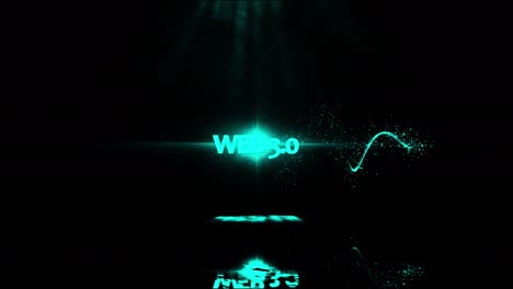 full text metaverse, web 3.0 and etc. full commercial tranisitions glowing particals logo