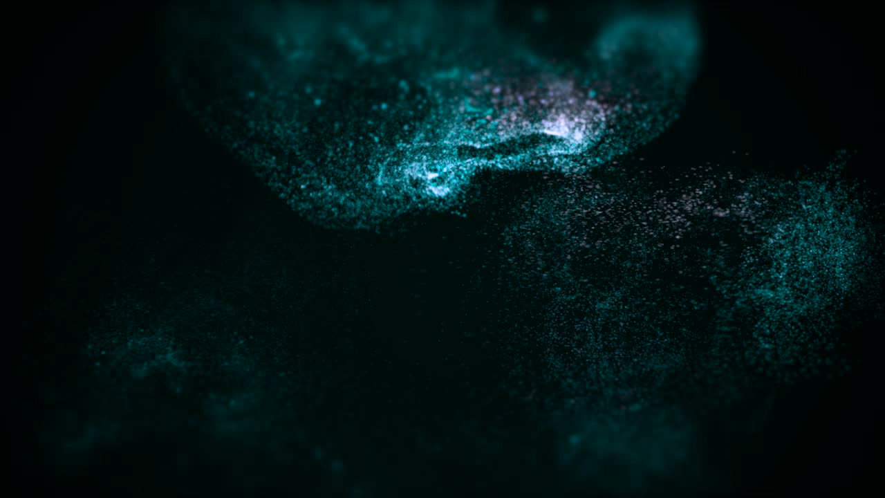 salpicaduras de polvo azul moviéndose caóticamente a través de la pantalla.