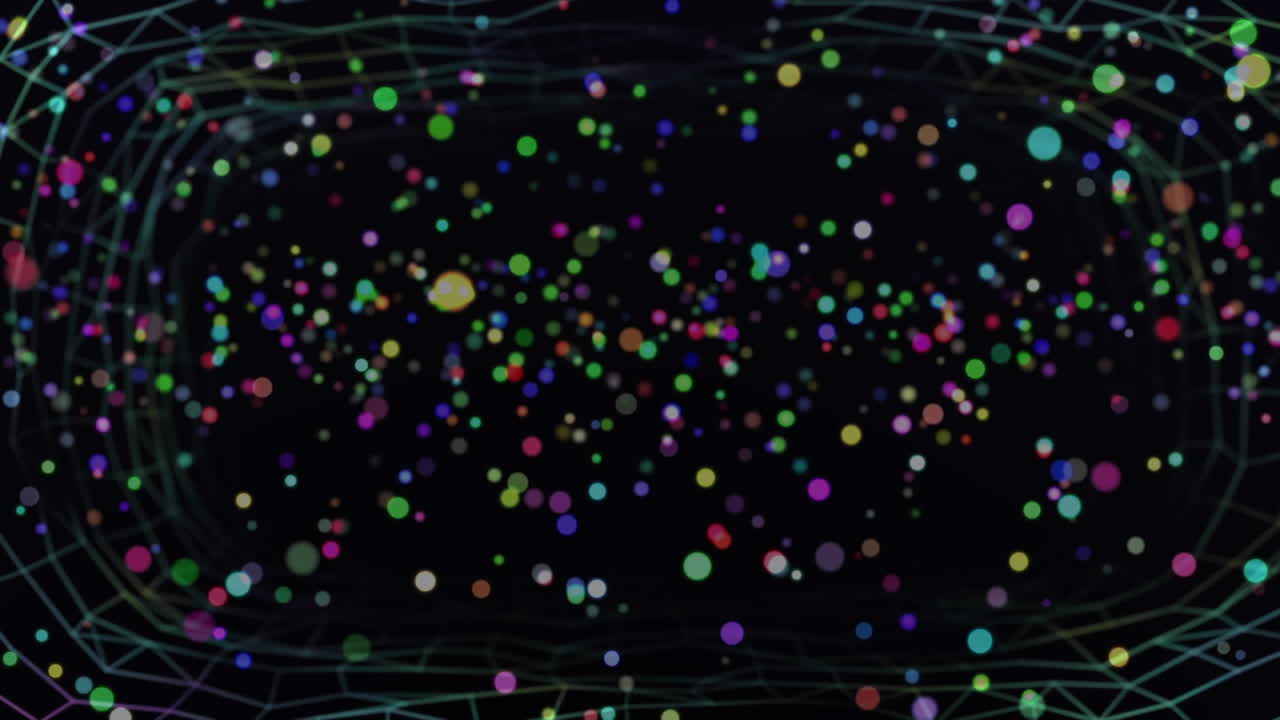 Multi color glowing spots against black background