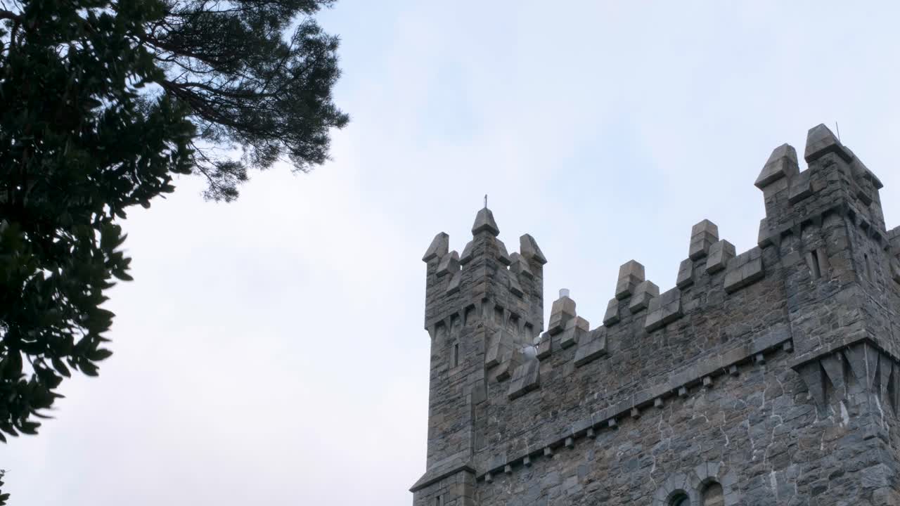 Close up of an ancient Irish castle standing tall