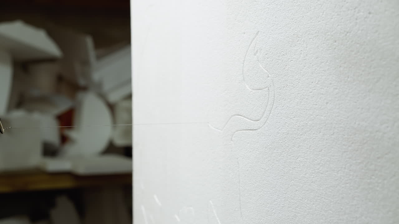 정확한 절단과 패턴을 가진  스티로폼의 매크로