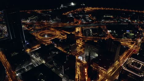 Centro-De-Buffalo,-Nueva-York-Por-La-Noche