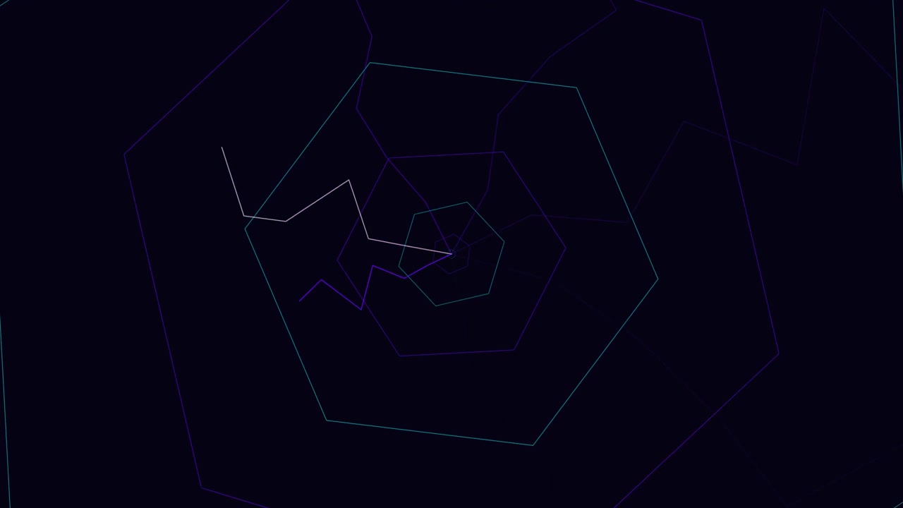 Abstract Geometric Hexagon Tunnel with Pulsing Light Lines