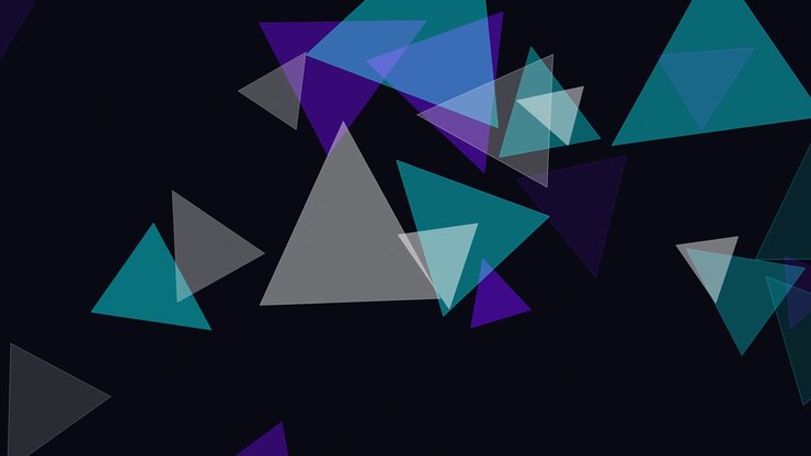 Fondo de movimiento abstracto con triángulos semitransparentes flotantes