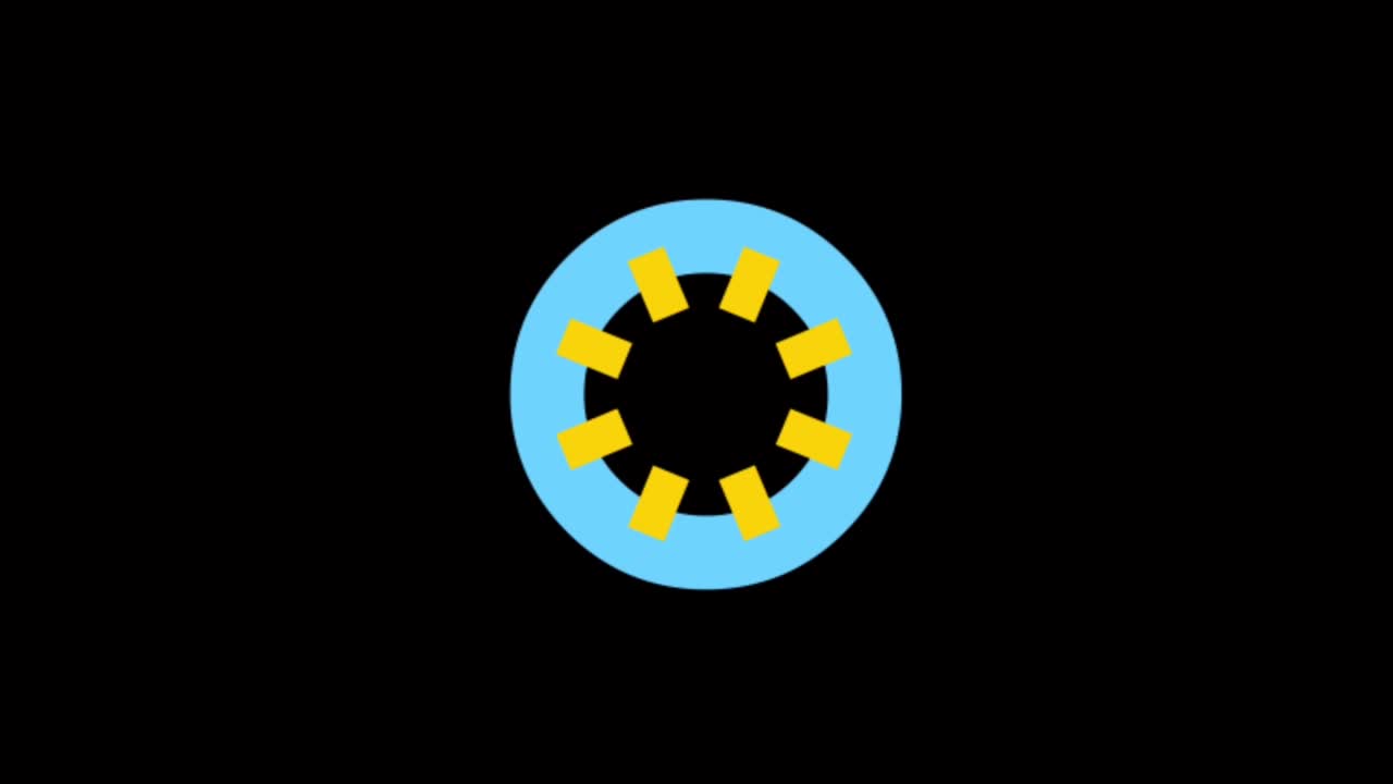 Animation colorful geometric shape isolate on black background.