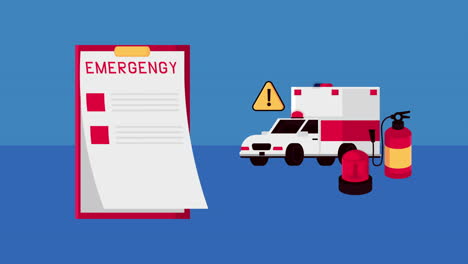 city emergency service with clipboard animation