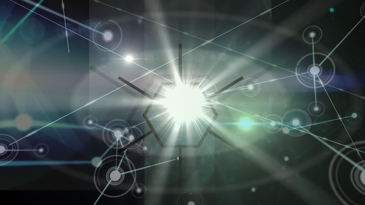 파란색 배경 위의 연결 네트워크의 애니메이션