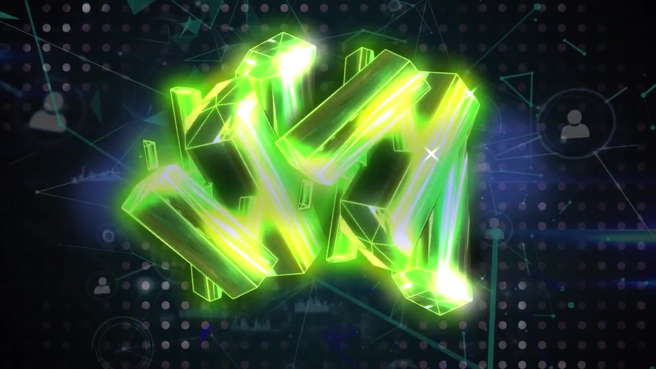 Video di un cristallo animato simboleggia una rete globale di elaborazione dati.