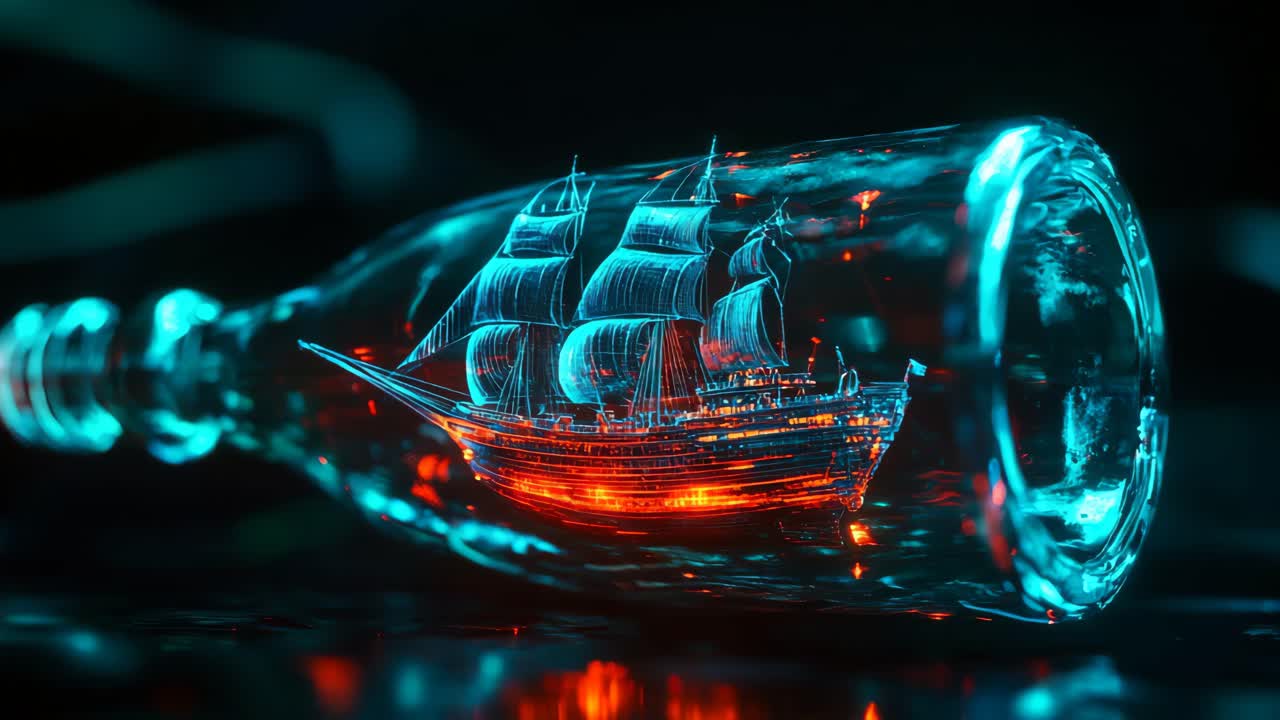 Glowing Ship in a Bottle