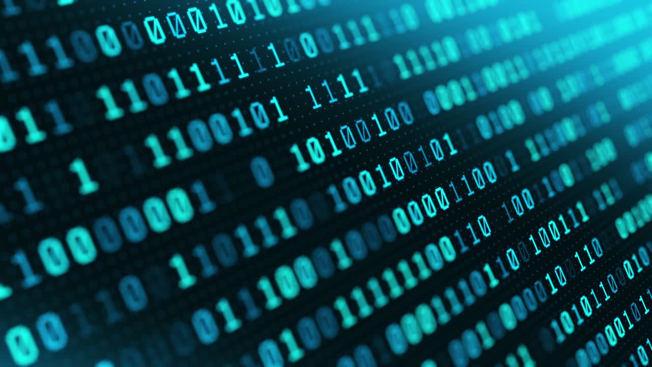 tecnología de la información código binario digital de fondo bucle sin costuras 4k