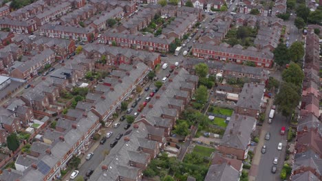 drone shot orbiting old trafford suburbs 04