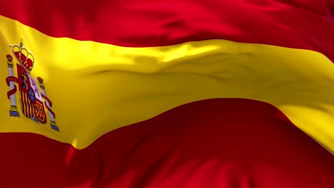spain flag in slow motion classic flag smooth blowing in the wind on a windy day rising sun 4k continuous seamless loop background