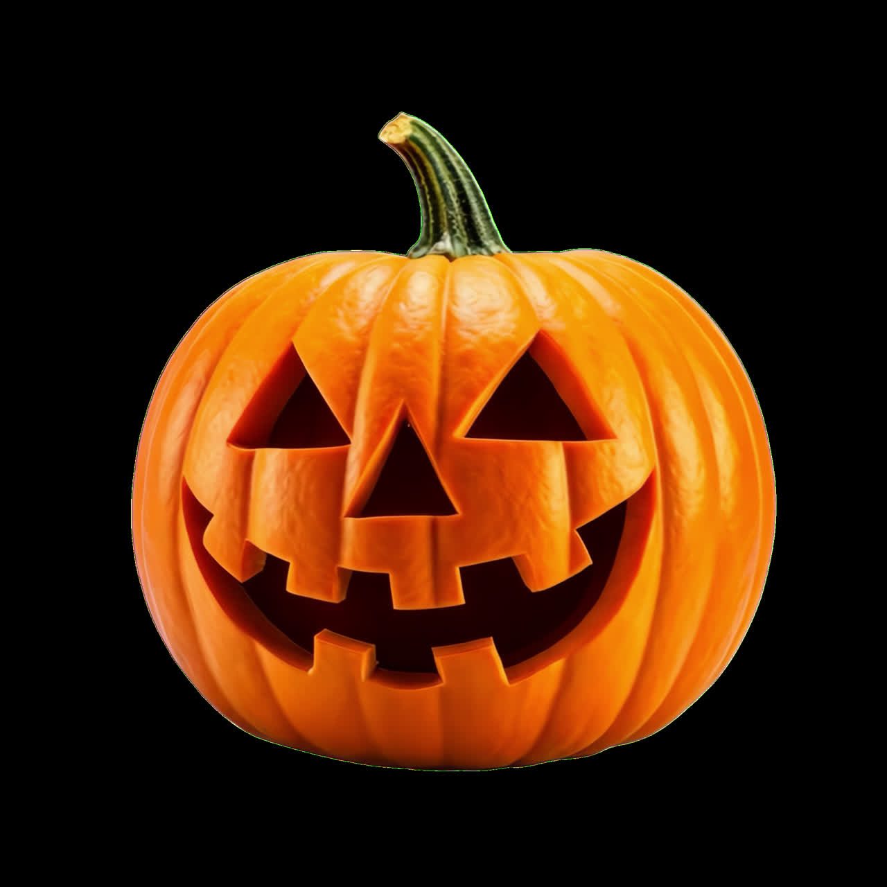 Carved pumpkin Halloween decoration animation isolated asset, transparent 4K video, alpha channel