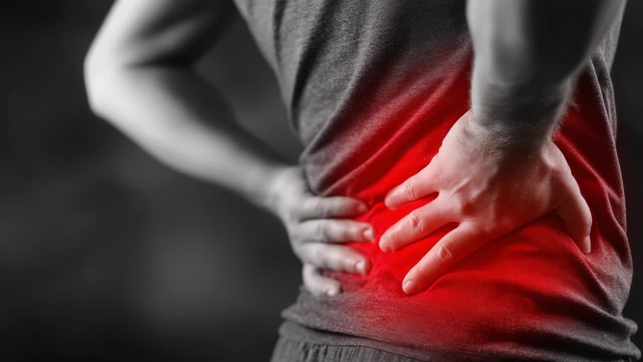 Experiencing Acute Pain: A Close-up of a Person Holding Their Lower Back in Distress Reflecting the Challenges of Chronic Back Issues