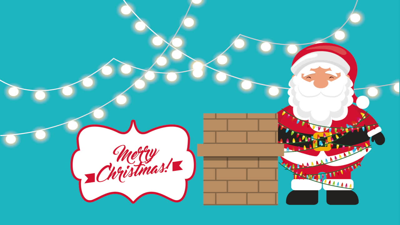 산타클로스 캐릭터와 함께 메리 크리스마스 애니메이션