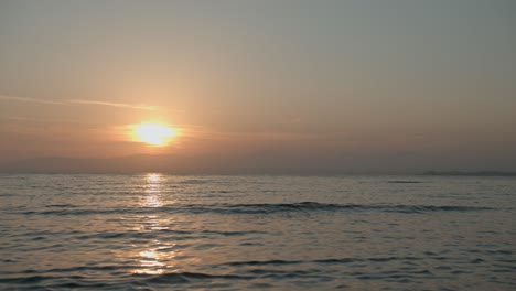 amazing-view-Over-Ocean-with-Waves-into-Sunset-on-Tropical-Island-Mallorca,-Spain-on-Sunny-Day