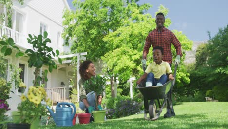 family gardening together