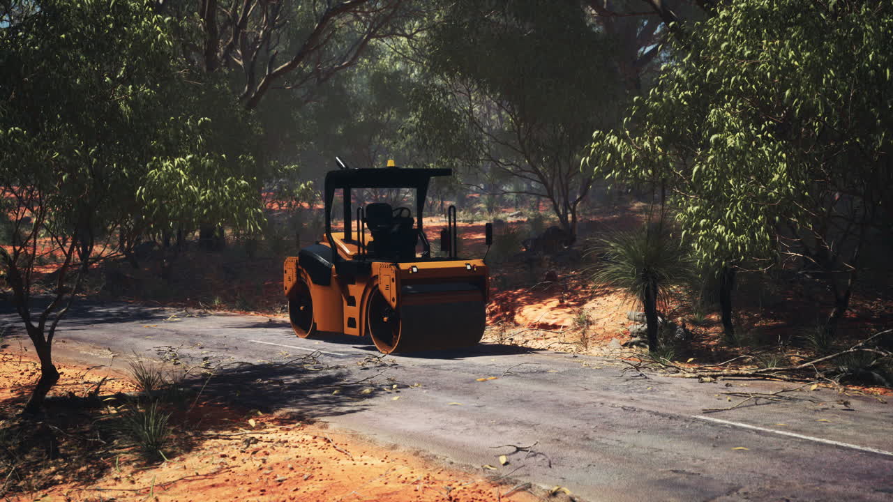 tractor de rodillos en el bosque