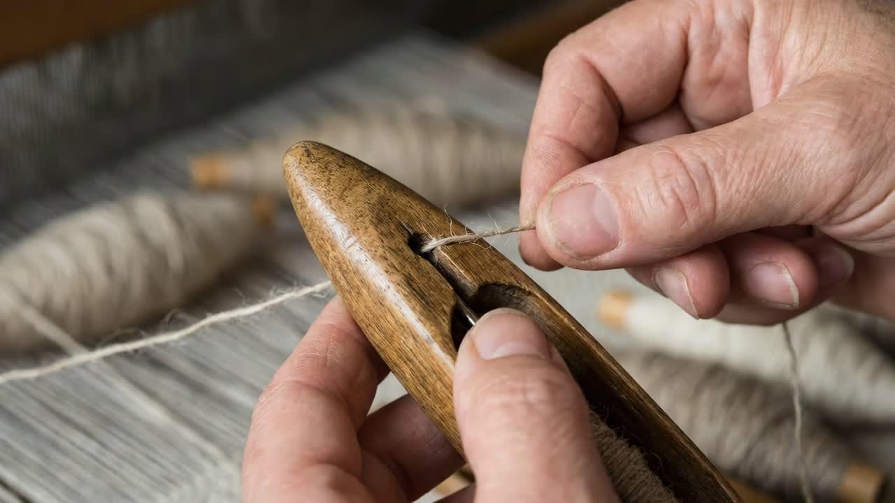 Tessitura di un tessuto su un telaio