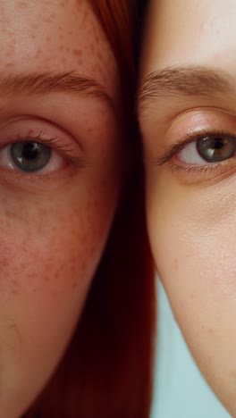 close-up of two women's faces