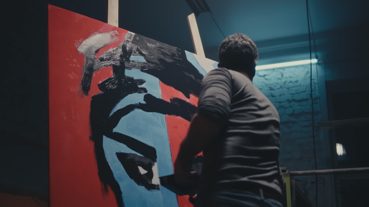 pintura de retrato abstracto de un artista