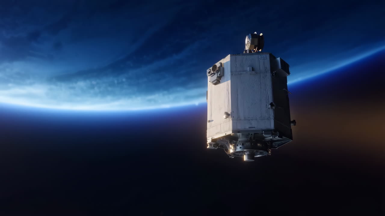 Satellite orbiting Earth in space