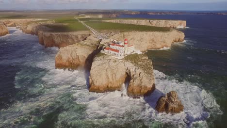 big waves at the most south western point of europe, cabo de são vicente and sagres in the algarve, portugal