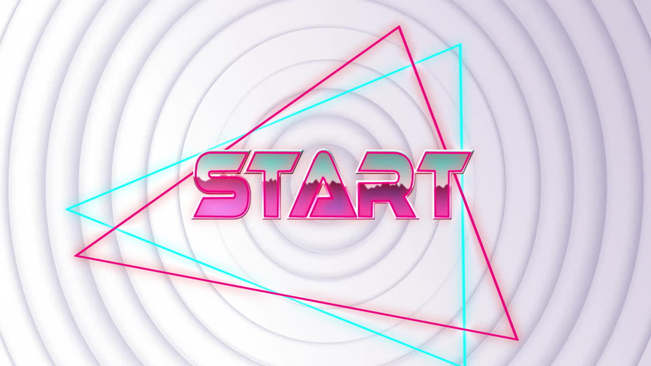 animación del texto de inicio sobre círculos sobre fondo blanco