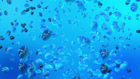 abstract blue and black bubbles