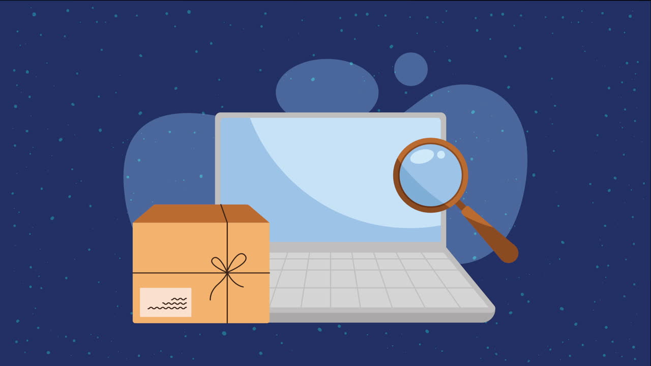 computadora portátil con animación de comercio electrónico