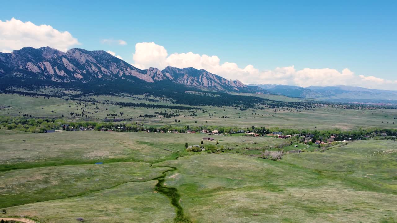 Aerial view of Boulder flatiron mountains