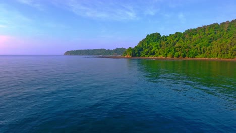 Slow-Forward-Aerial-of-Tropical-Jungle-Island-Waterfront