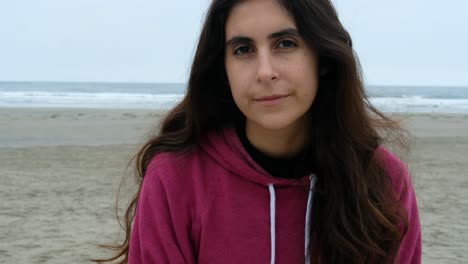 close up portrait of brunette girl smiling