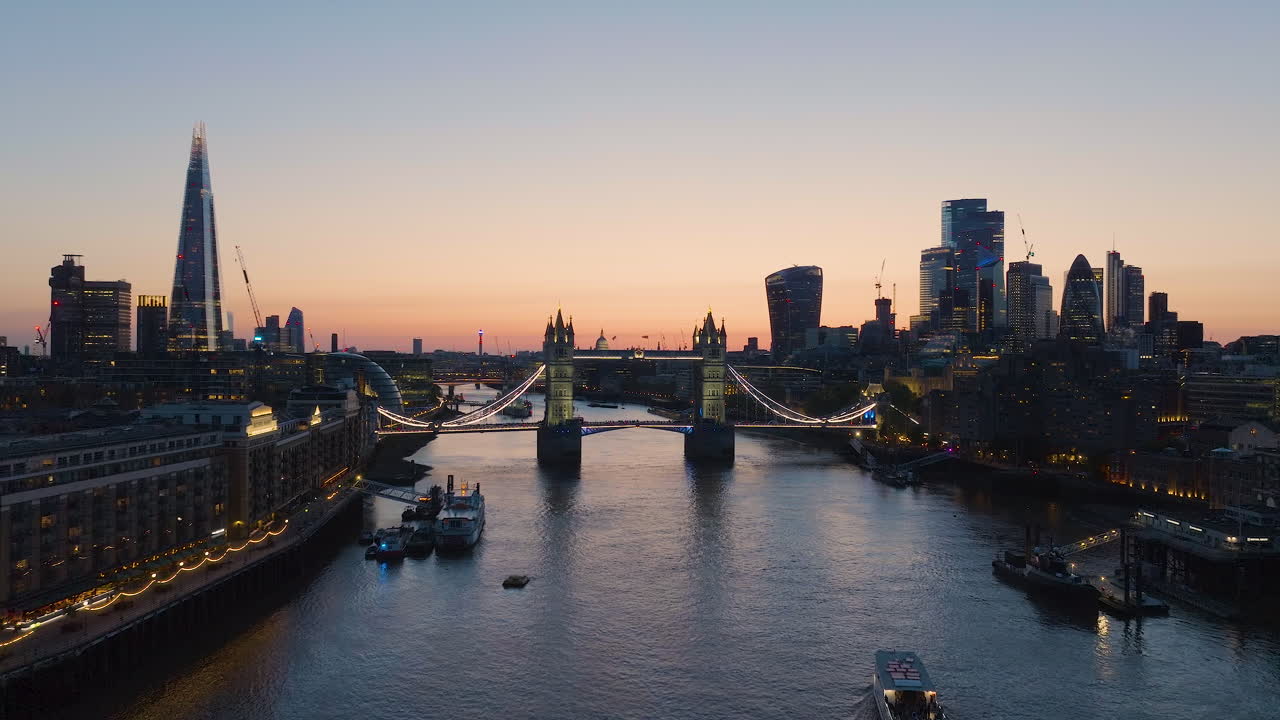 London Skyline at Sunset with Tower Bridge