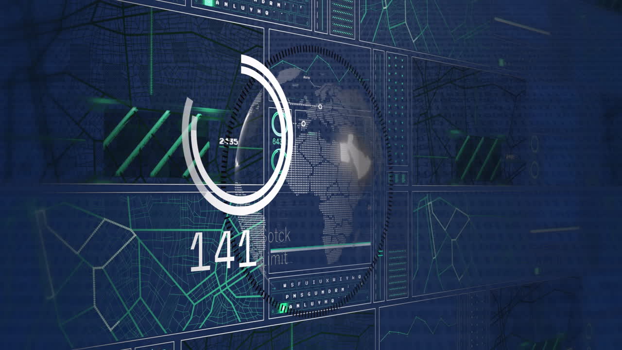 animación del procesamiento de datos digitales a través de servidores informáticos