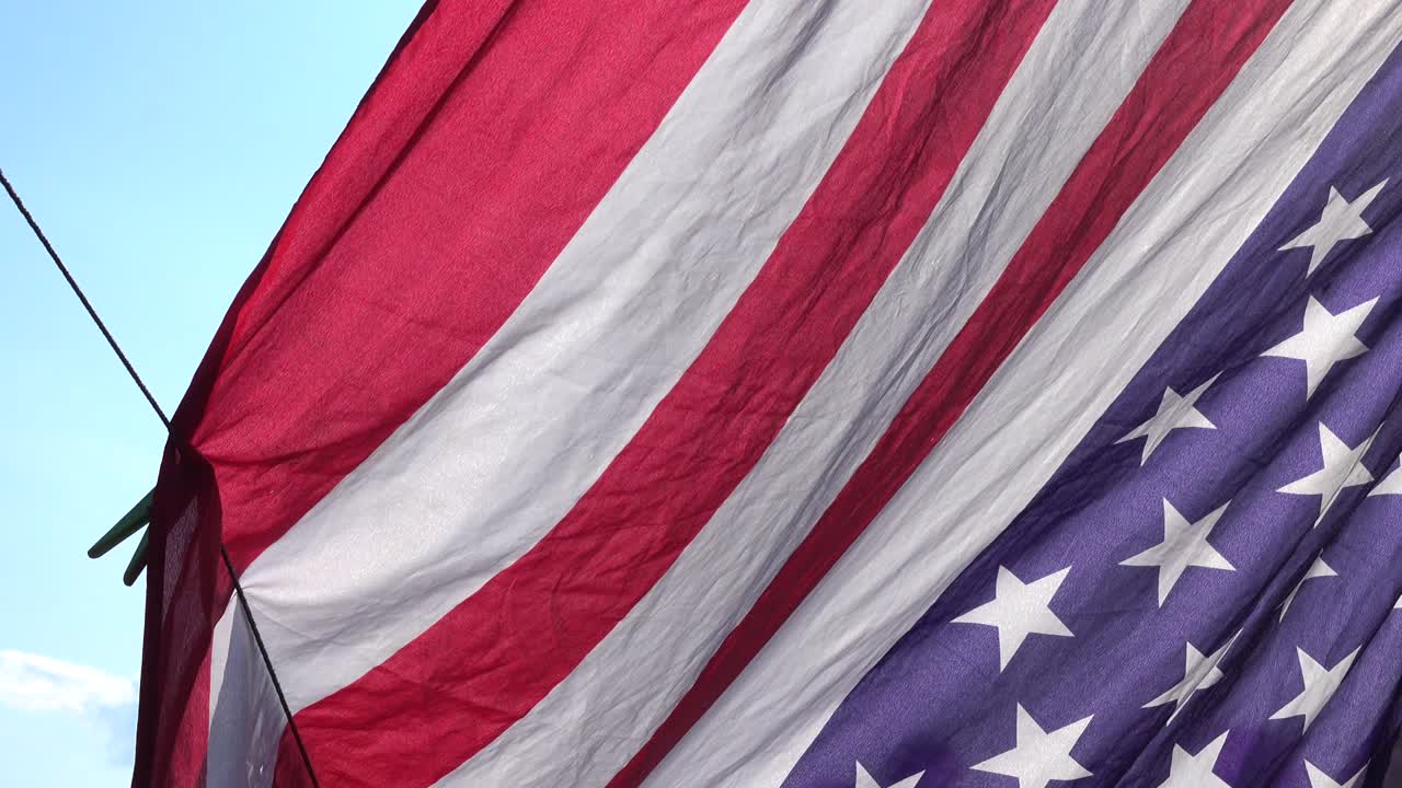 Bandeira dos Estados Unidos. Fotografia em um dia ensolarado.