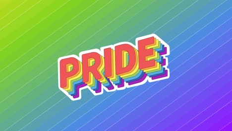 animación del texto del orgullo sobre las rayas del arco iris