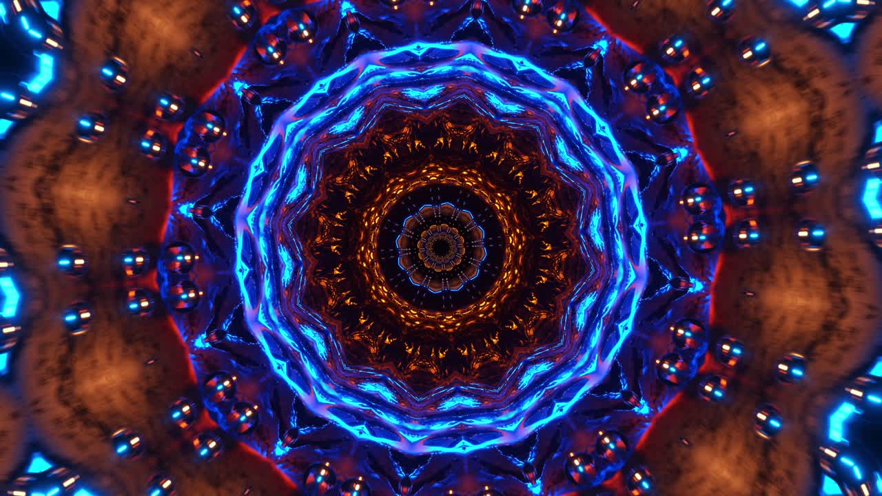 animación azul y roja. ciclo de kaleidoscopio vj