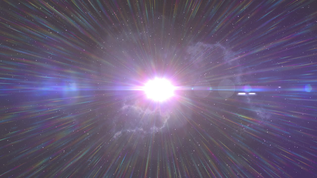 빛의 밝은  ⁇  반점과 밤하늘에 빛나는 광선