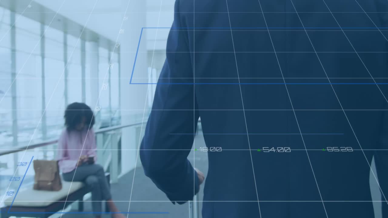 다양한 사업가들이 걸어다니는 데이터 처리의 애니메이션