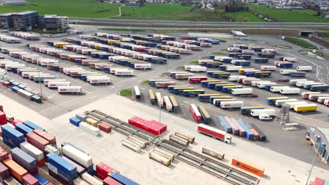 Aerial View of Container and Truck Terminal