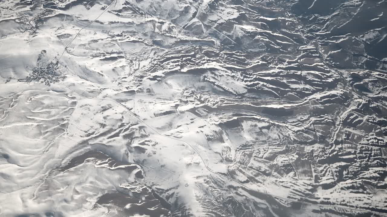 Aerial View of Snow-Covered Winter Landscape