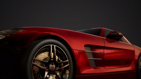 luxury sport car in dark studio with bright lights