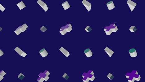 animación de formas de colores en fondo púrpura