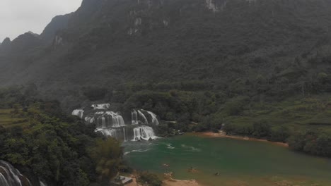 impressive ban gioc waterfall at cao bang vietnam, aerial